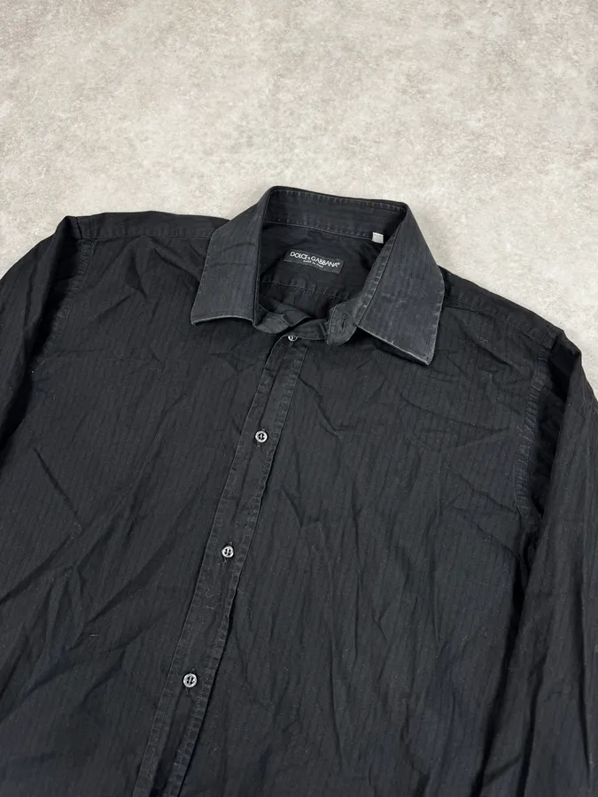 2000s Dolce & Gabbana Black Striped Classic Shirt - Image 6