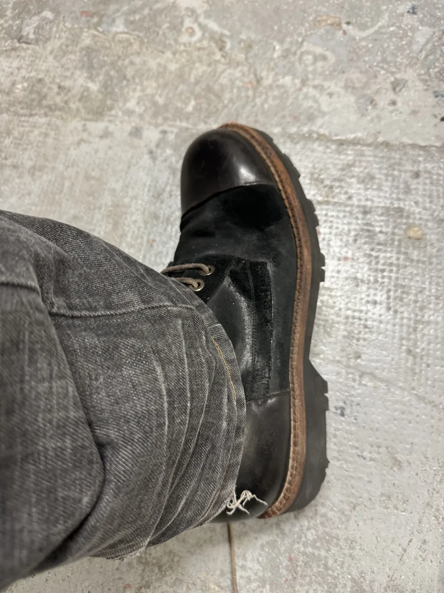 2000s Dolce & Gabbana Black Suede Leather Crunchy Combat Boots - Image 6
