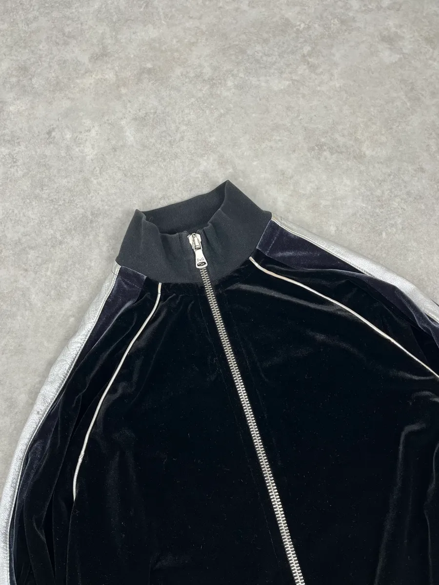 2000s Dolce & Gabbana Black & White Lined Zip-up Sweater - Image 5
