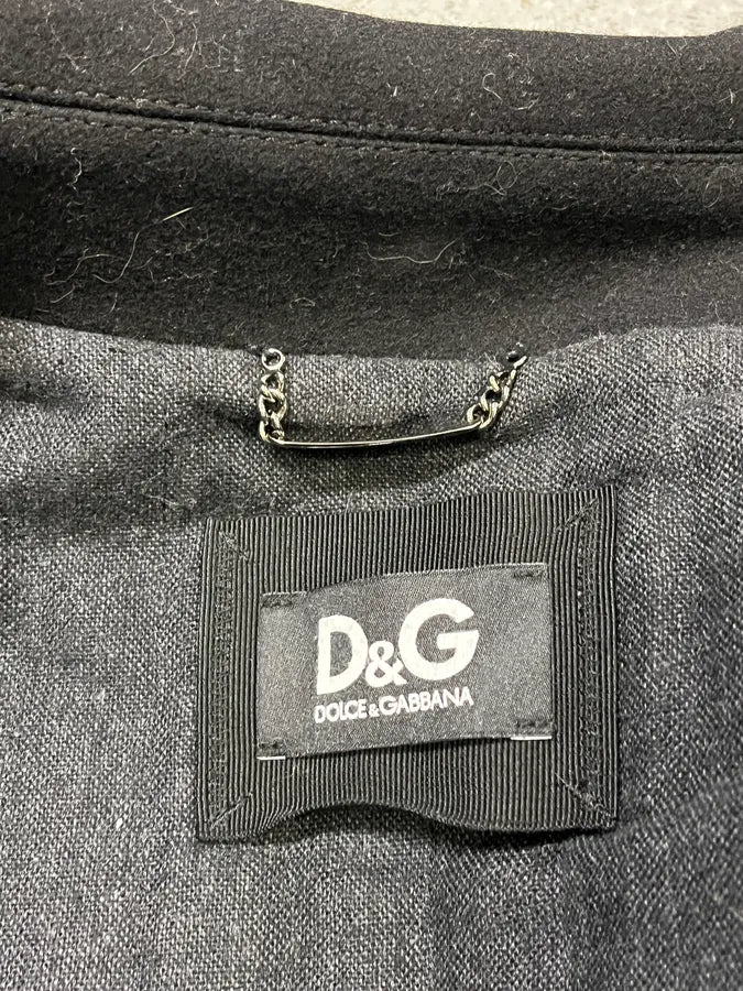 2000s Dolce & Gabbana Black Wool Caban Pea Coat - Image 11