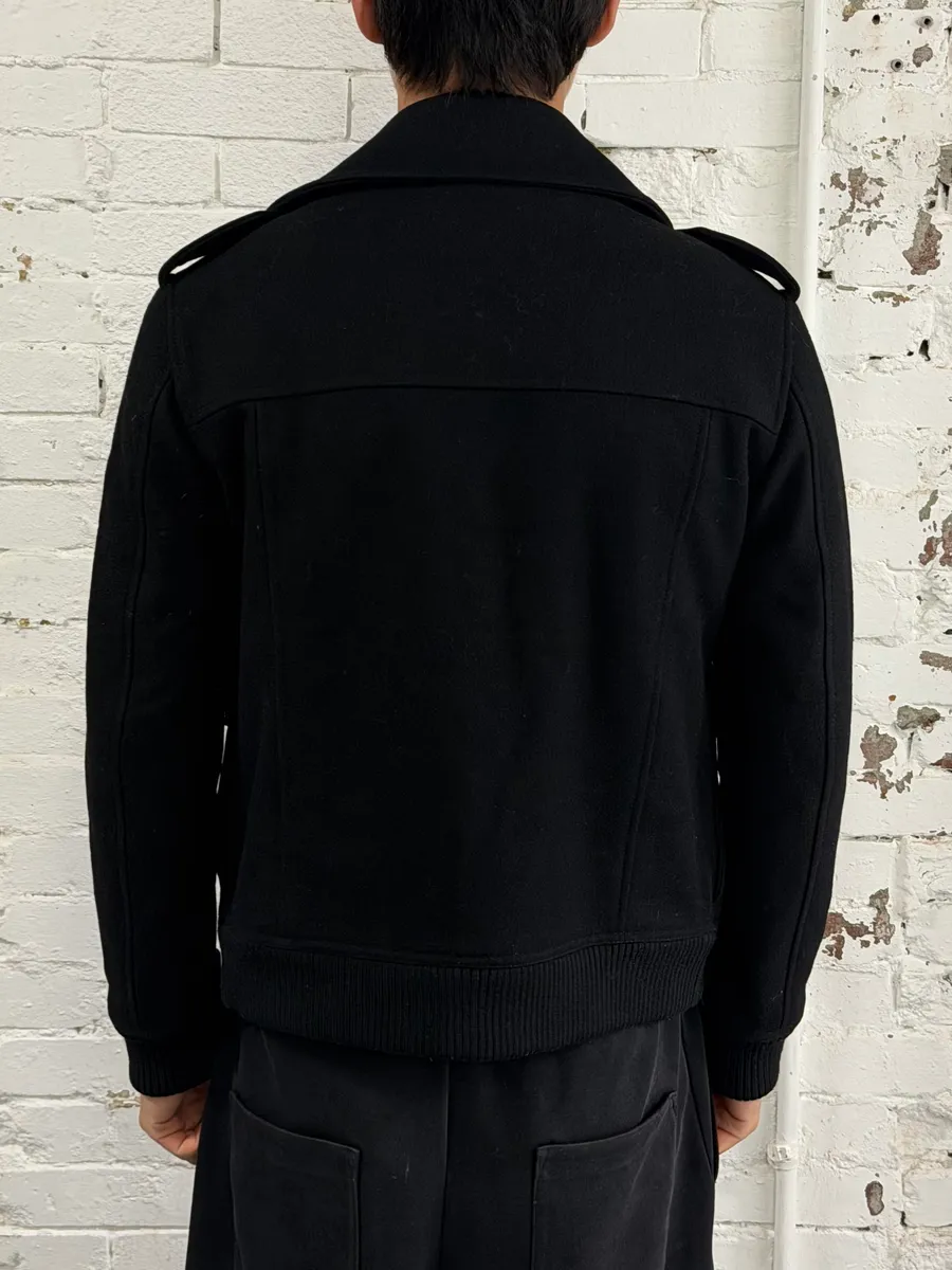 2000s Dolce & Gabbana Black Wool Caban Pea Coat - Image 3