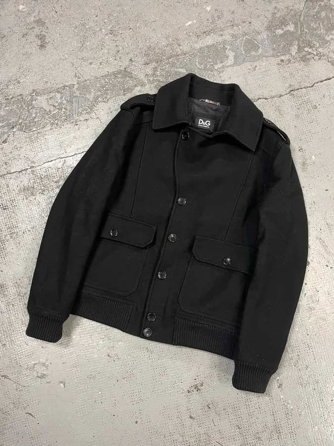 2000s Dolce & Gabbana Black Wool Caban Pea Coat - Image 4