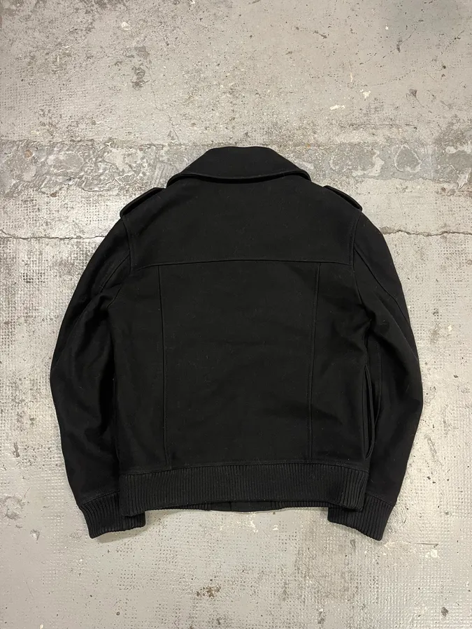 2000s Dolce & Gabbana Black Wool Caban Pea Coat - Image 5