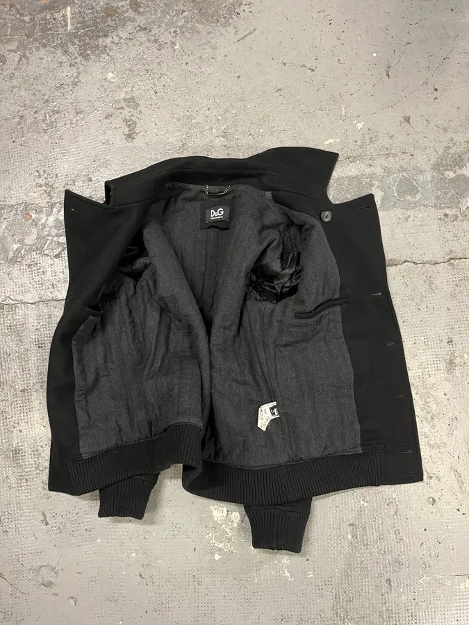 2000s Dolce & Gabbana Black Wool Caban Pea Coat - Image 8