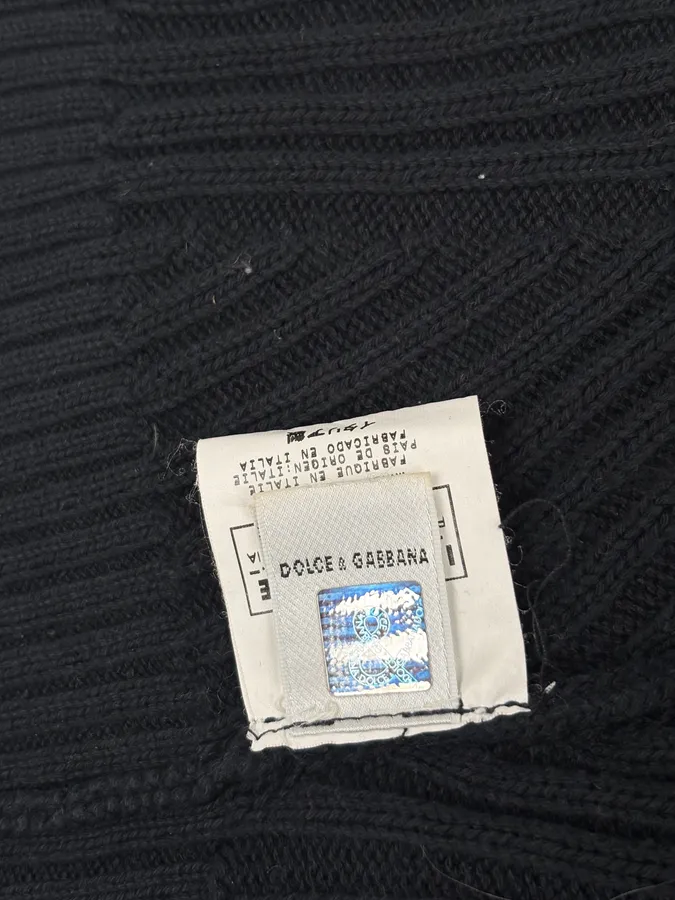 2000s Dolce & Gabbana Black Wool Zip-Up Sweater - Image 8