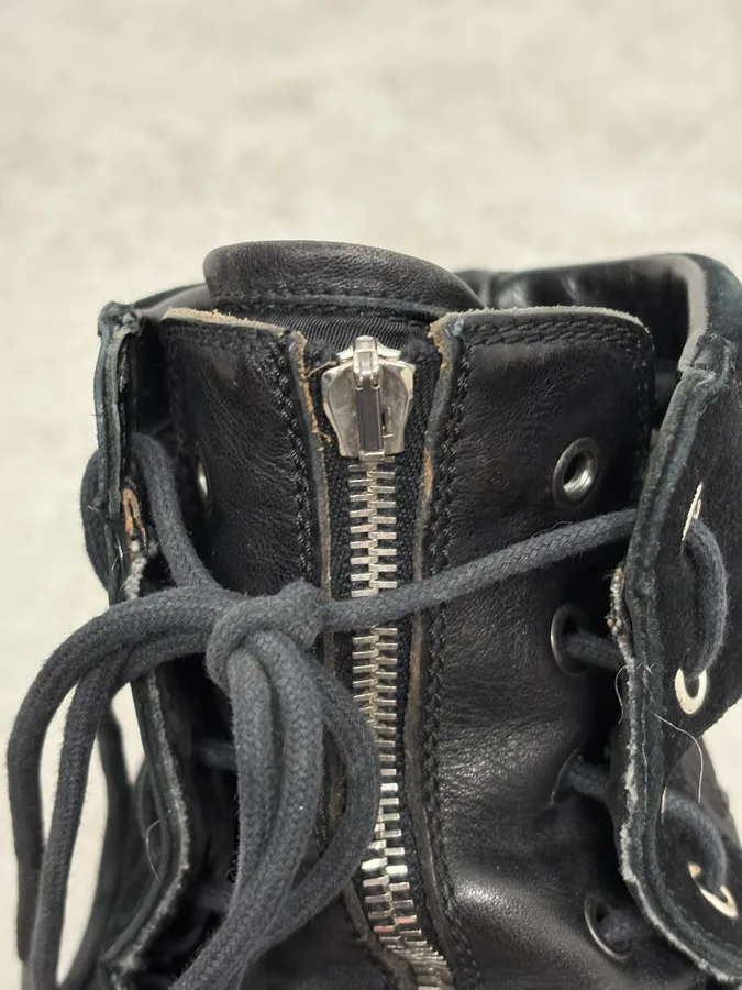 2000s Dolce & Gabbana Black Zip Combat Leather Boots - Image 9