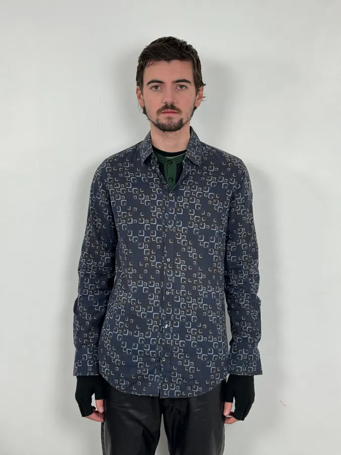 2000s Dolce & Gabbana Blue Aqua Pattern Shirt - Image 2