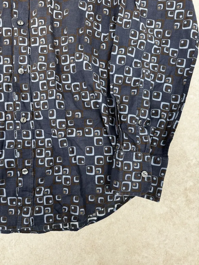 2000s Dolce & Gabbana Blue Aqua Pattern Shirt - Image 8