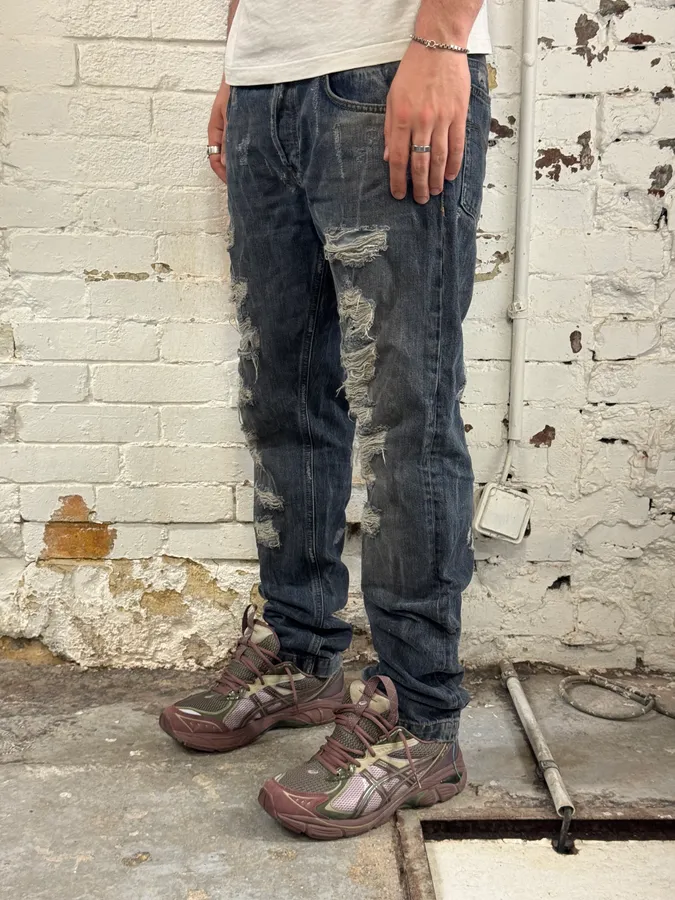 2000s Dolce & Gabbana Blue Denim Distressed Jeans - Image 2