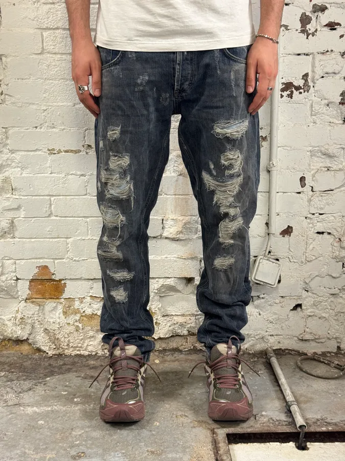 2000s Dolce & Gabbana Blue Denim Distressed Jeans - Image 3