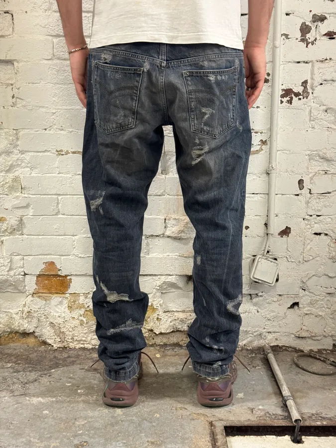 2000s Dolce & Gabbana Blue Denim Distressed Jeans - Image 4