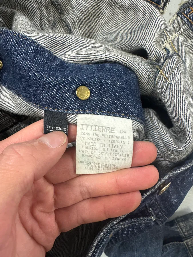 2000s Dolce & Gabbana Blue Denim Golden Safety Pin Distressed Jacket - Image 9