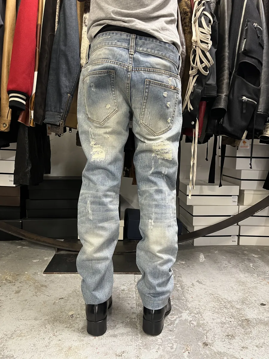 2000s Dolce & Gabbana Blue Distressed Denim Jeans - Image 2
