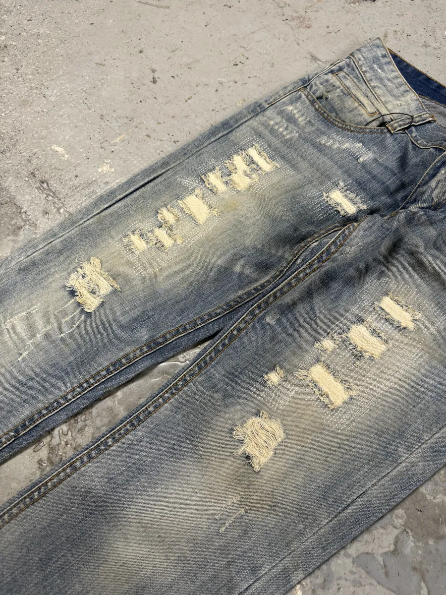 2000s Dolce & Gabbana Blue Distressed Denim Jeans - Image 6