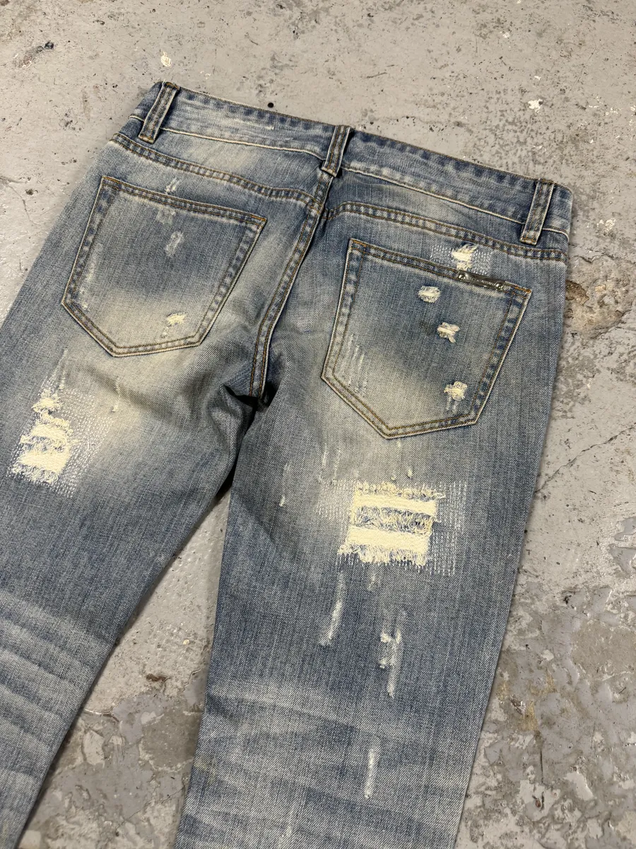 2000s Dolce & Gabbana Blue Distressed Denim Jeans - Image 8