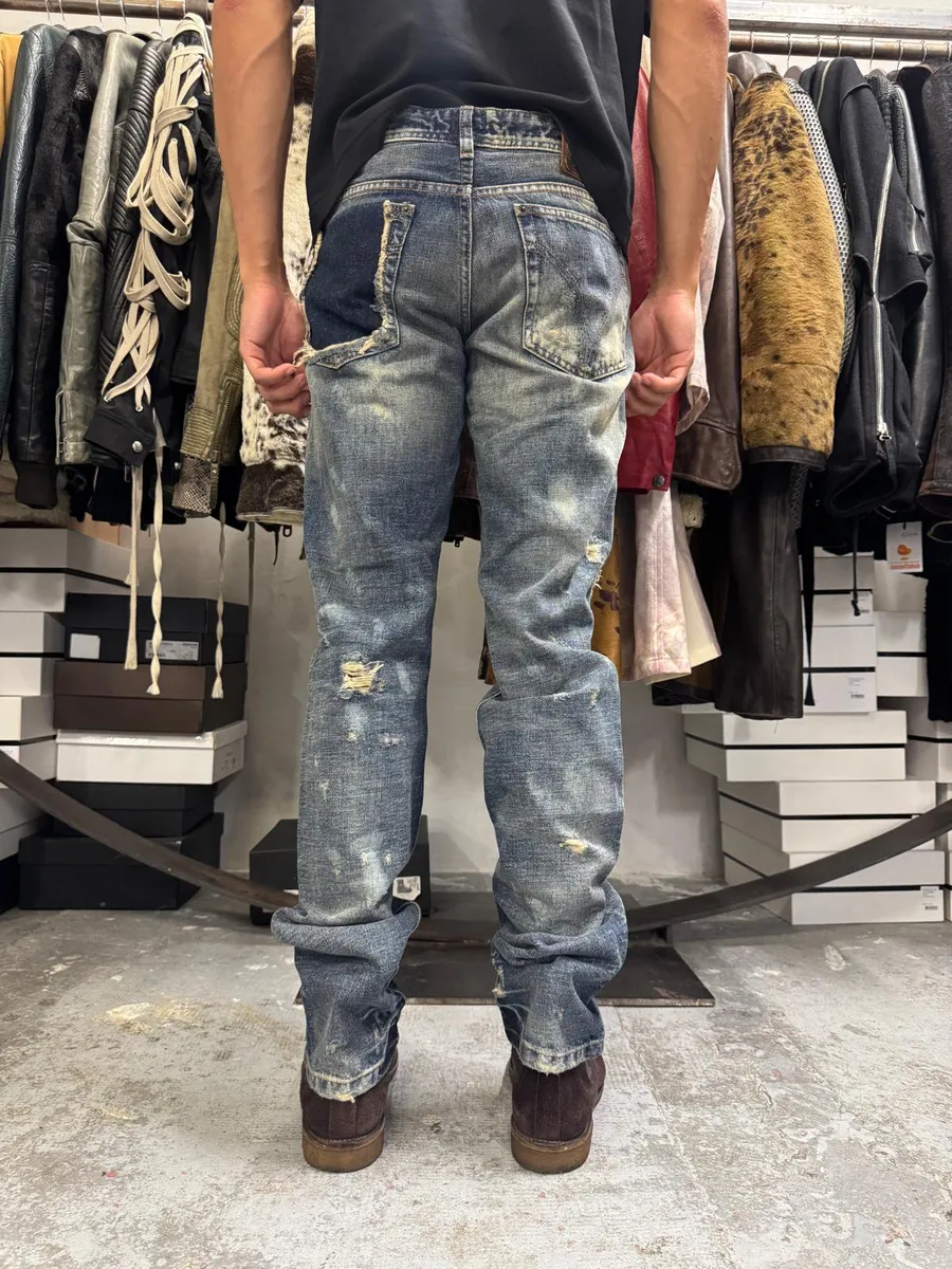 2000s Dolce & Gabbana Blue Distressed Denim Jeans - Image 2