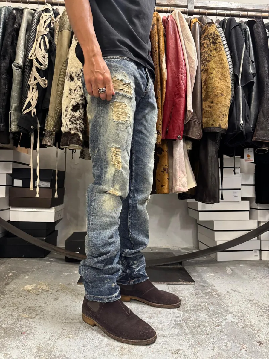 2000s Dolce & Gabbana Blue Distressed Denim Jeans - Image 3