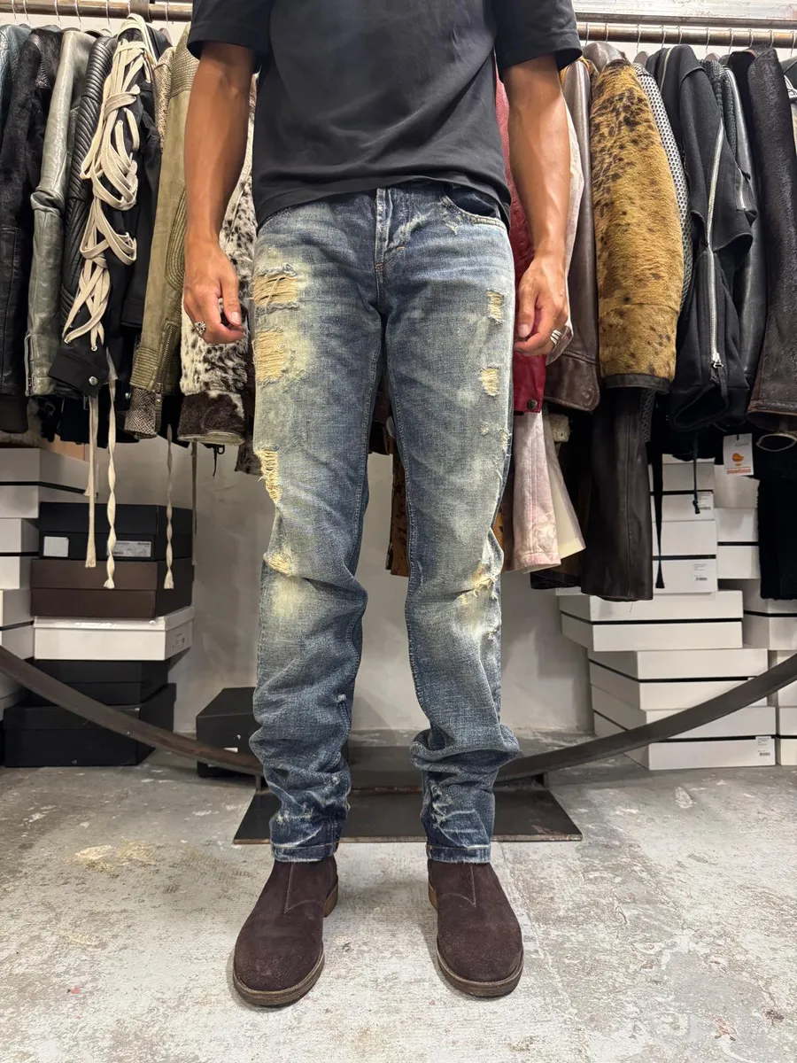 2000s Dolce & Gabbana Blue Distressed Denim Jeans - Image 4