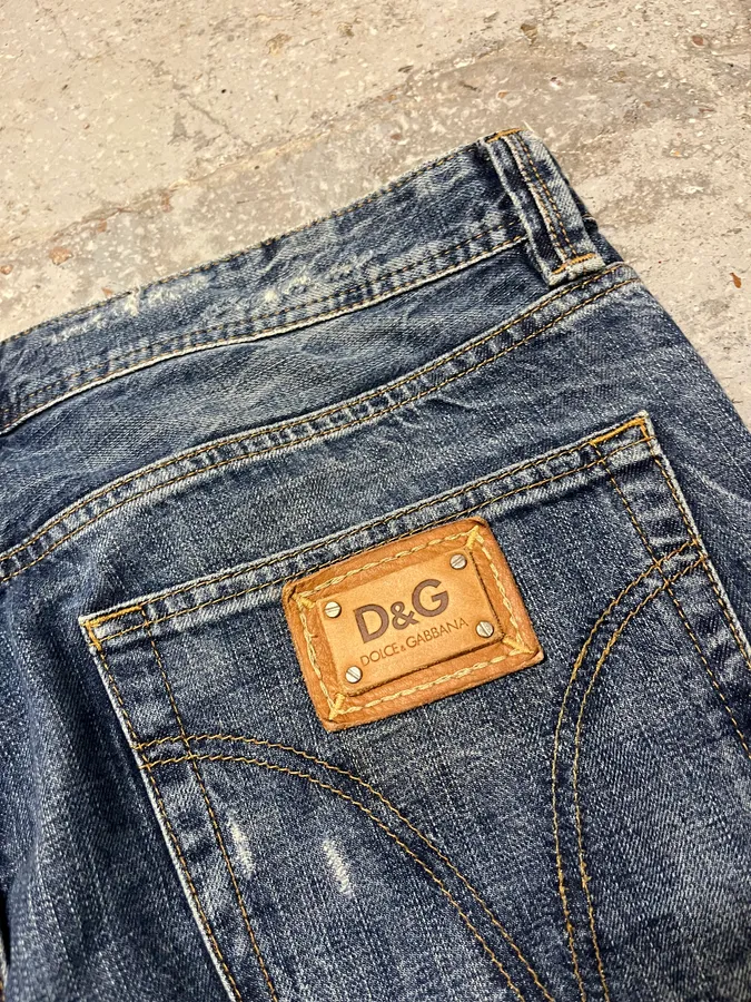 2000s Dolce & Gabbana Blue Distressed Denim Jeans - Image 7