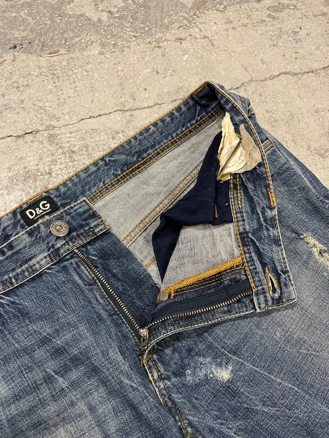 2000s Dolce & Gabbana Blue Distressed Denim Jeans - Image 8