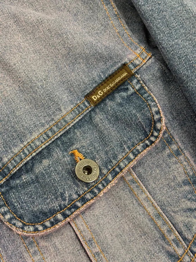 2000s Dolce & Gabbana Blue Distressed Hybrid Denim Jacket Distressed - Image 10