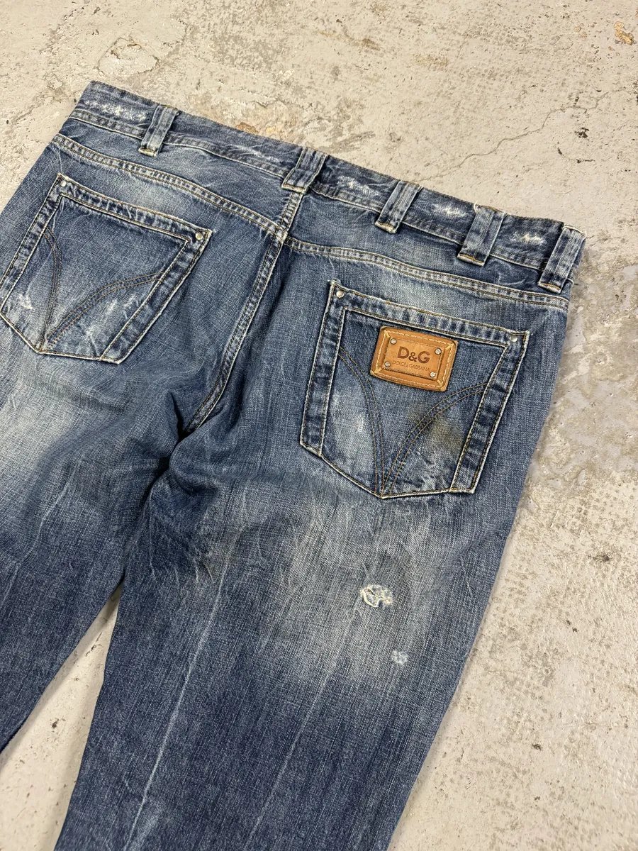 2000s Dolce & Gabbana Blue Faded Denim Jeans - Image 5