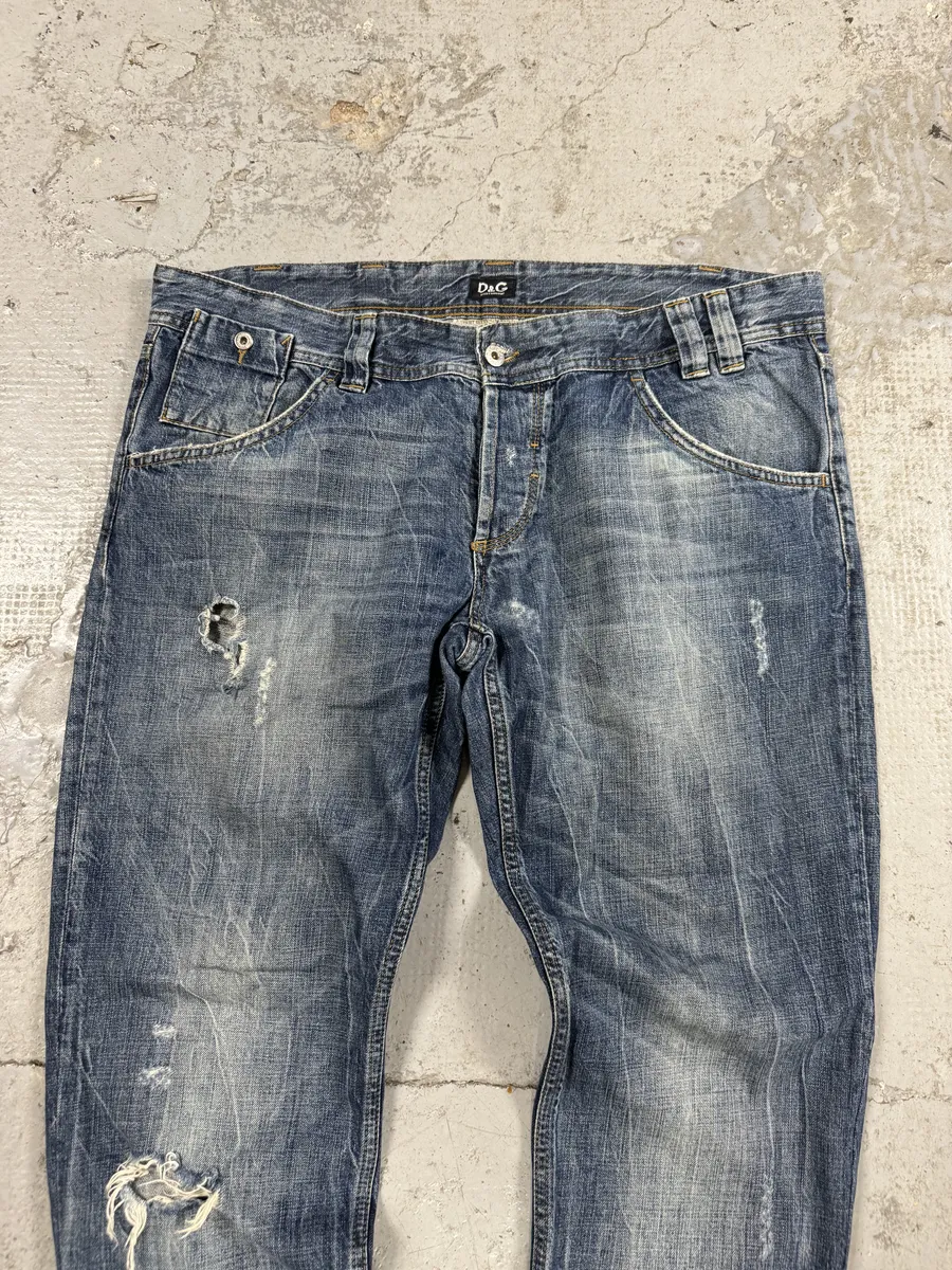 2000s Dolce & Gabbana Blue Faded Denim Jeans - Image 9