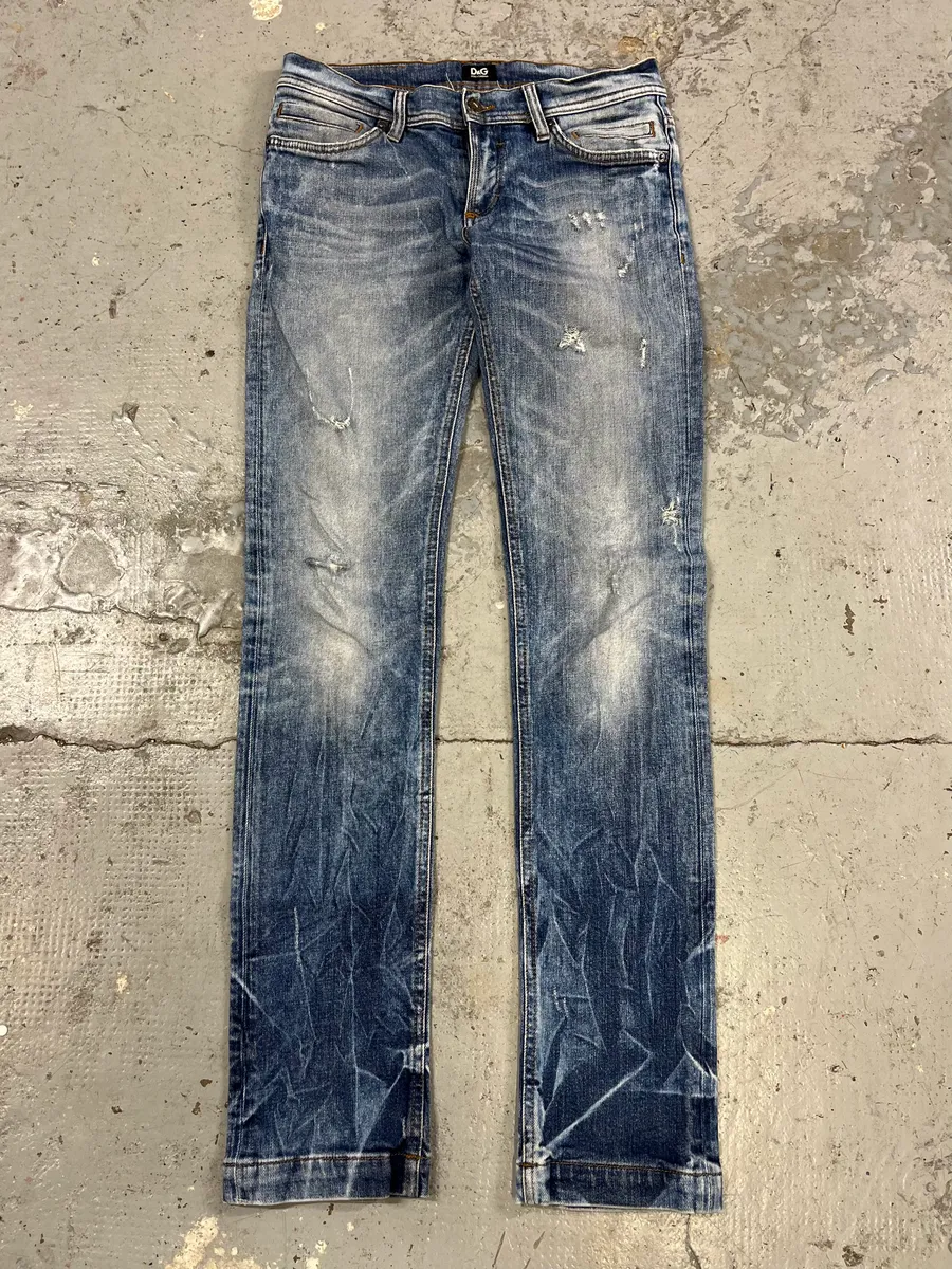 2000s Dolce & Gabbana Blue Faded Regular Denim Jeans