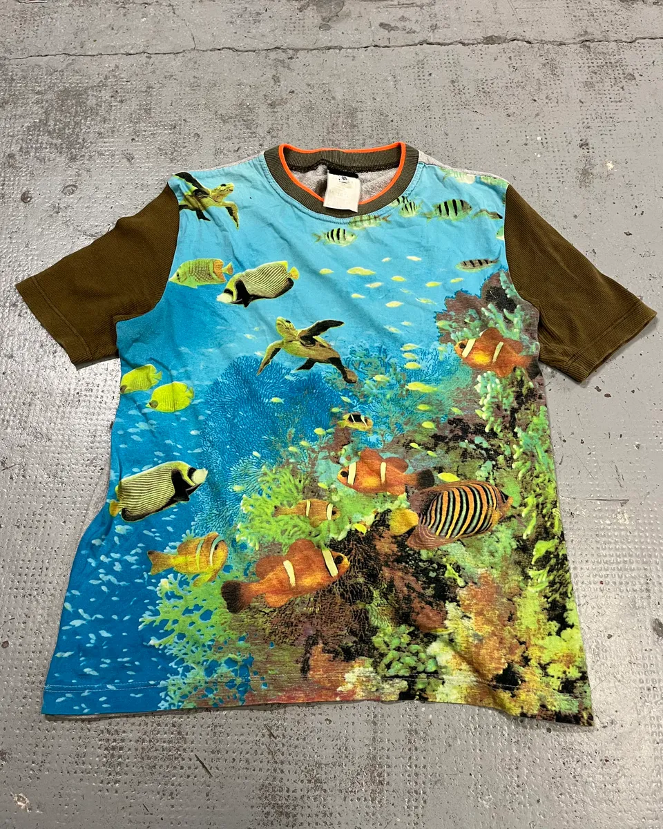 2000s Dolce & Gabbana Blue Underwater Marine Print T-Shirt - Image 4