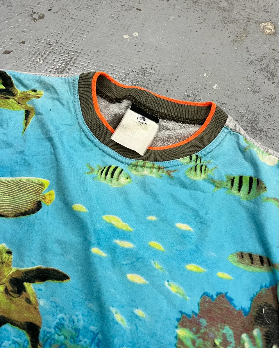 2000s Dolce & Gabbana Blue Underwater Marine Print T-Shirt - Image 5