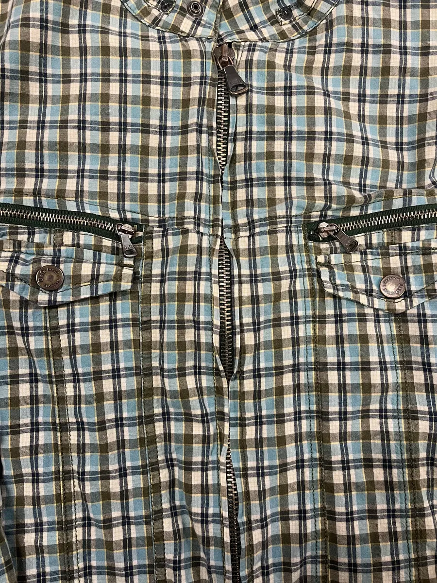 2000s Dolce & Gabbana Blue & White Tartan Bomber Jacket - Image 5