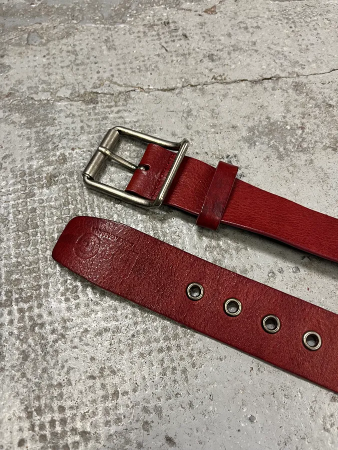 2000s Dolce & Gabbana Bordeaux Leather Belt - Image 4