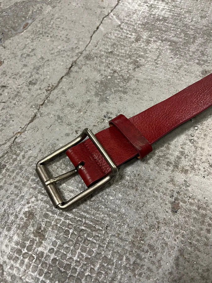 2000s Dolce & Gabbana Bordeaux Leather Belt - Image 5