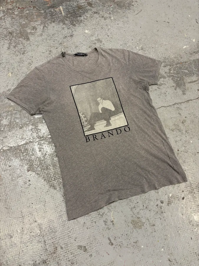 2000s Dolce & Gabbana Brando Grey T-Shirt - Image 4
