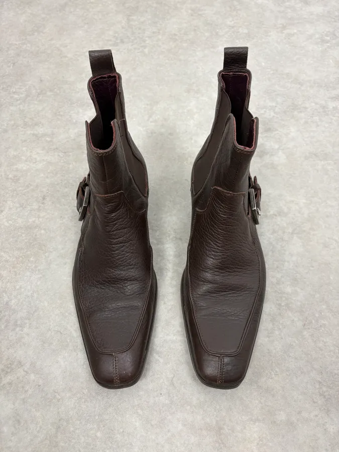 2000s Dolce & Gabbana Brown Ankle Leather Boots - Image 2