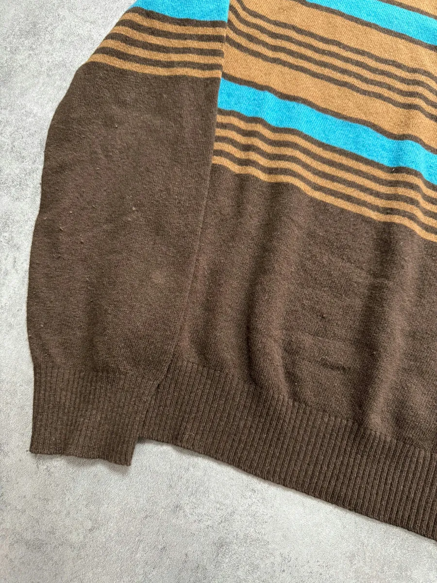 2000s Dolce & Gabbana Brown & Blue Sripes Lambwool Sweater - Image 3