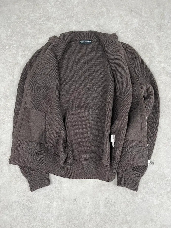 2000s Dolce & Gabbana Brown Classy Zip-up Sweater - Image 8