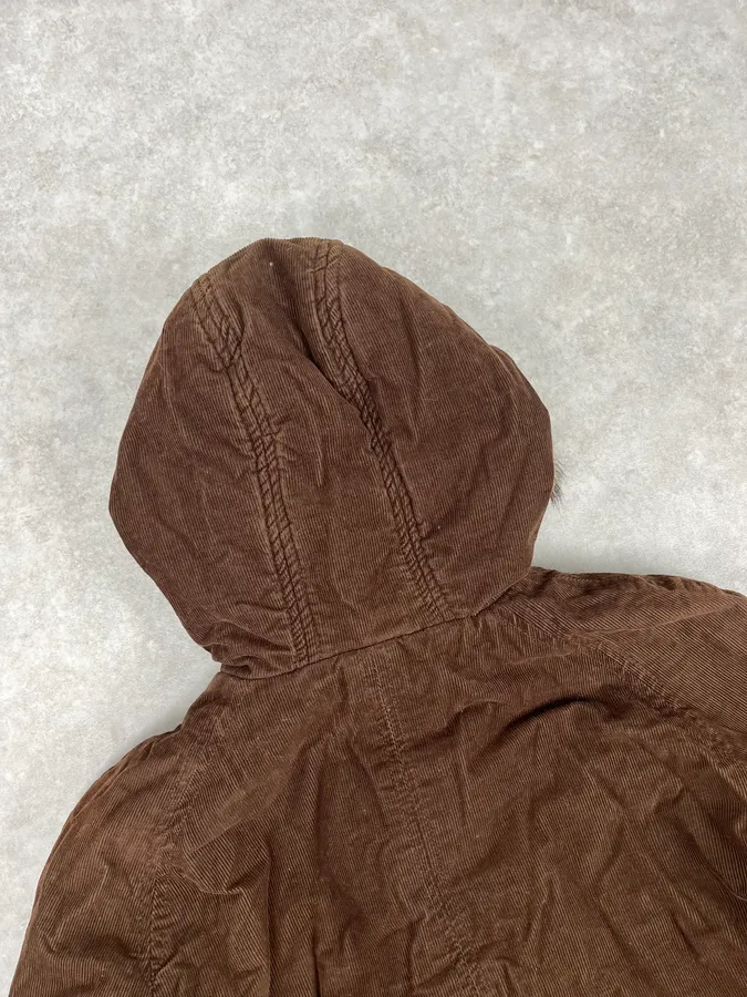 2000s Dolce & Gabbana Brown Corduroy Fur Hooded Bomber Jacket - Image 6