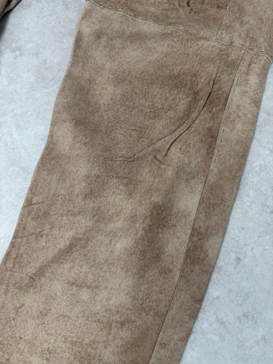 2000s Dolce & Gabbana Brown Eroded Leather Pants - Image 13