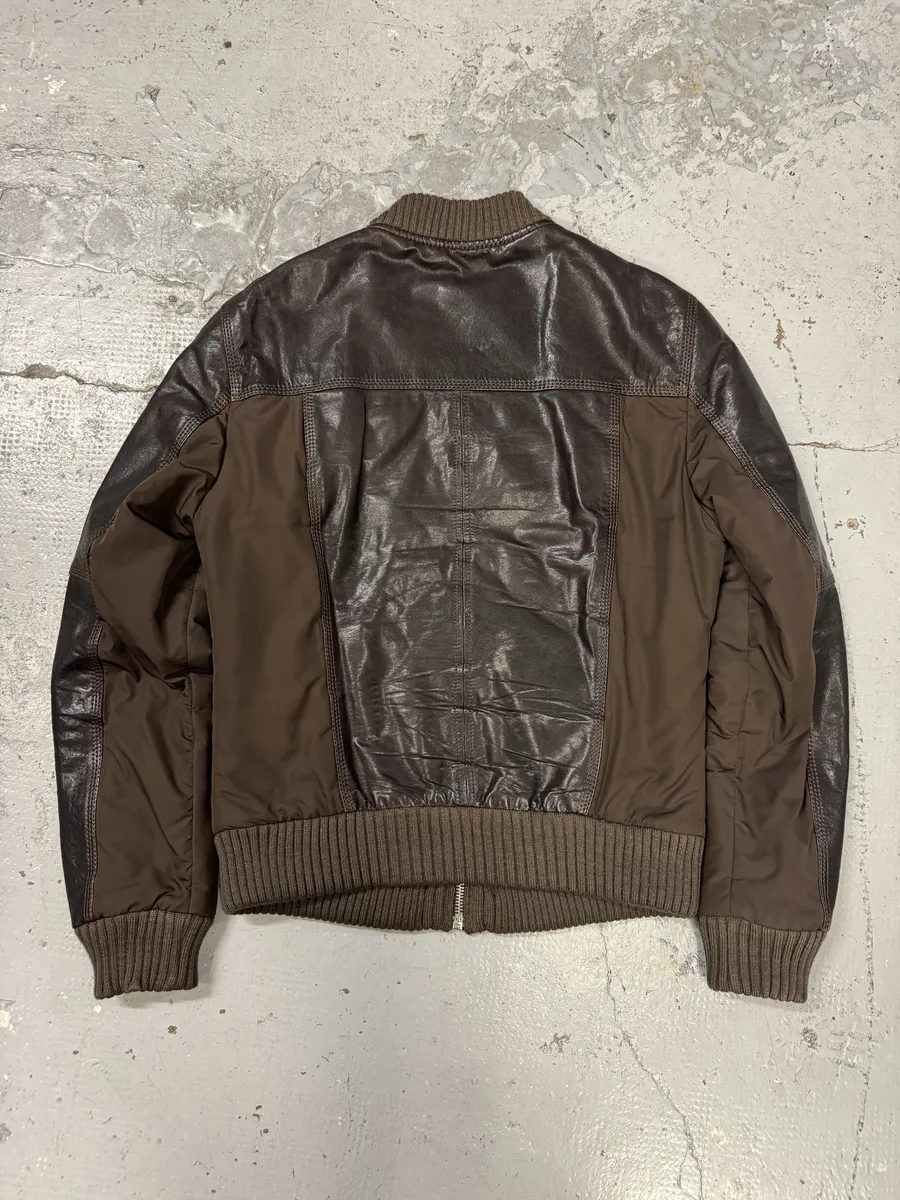 2000s Dolce & Gabbana Brown Hybrid Leather Jacket - Image 2