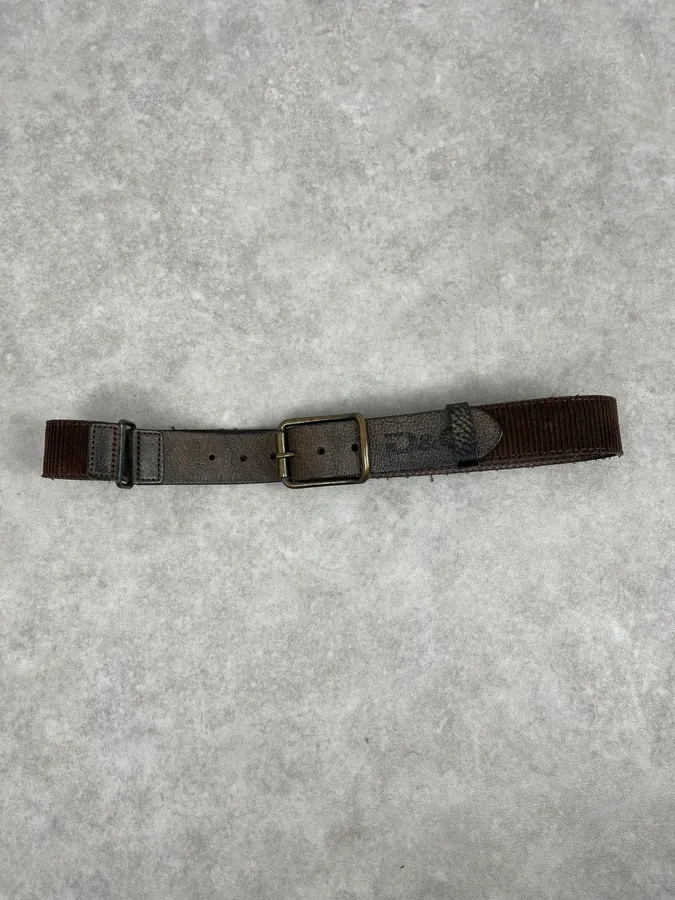 2000s Dolce & Gabbana Brown Hybrid Leather Military Belt - Image 2