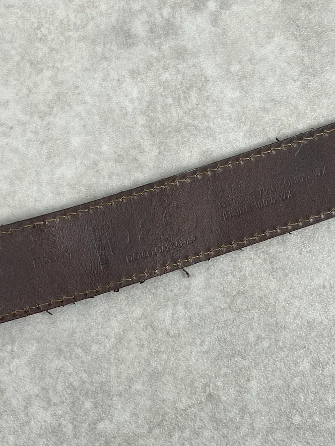 2000s Dolce & Gabbana Brown Hybrid Leather Military Belt - Image 6
