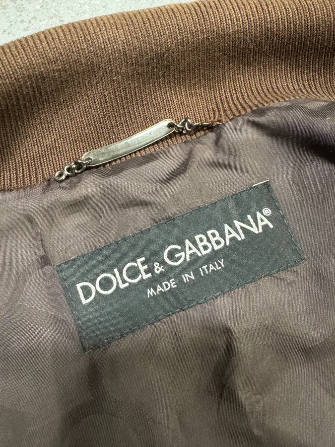2000s Dolce & Gabbana Brown Leather Buttoned Minimalist Jacket - Image 12