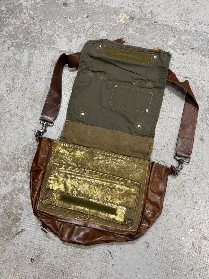 2000s Dolce & Gabbana Brown Leather Canvas Shoulder Bag - Image 4