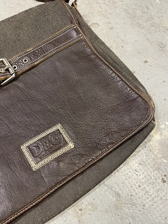 2000s Dolce & Gabbana Brown Leather Hybrid Shoulder Bag - Image 5