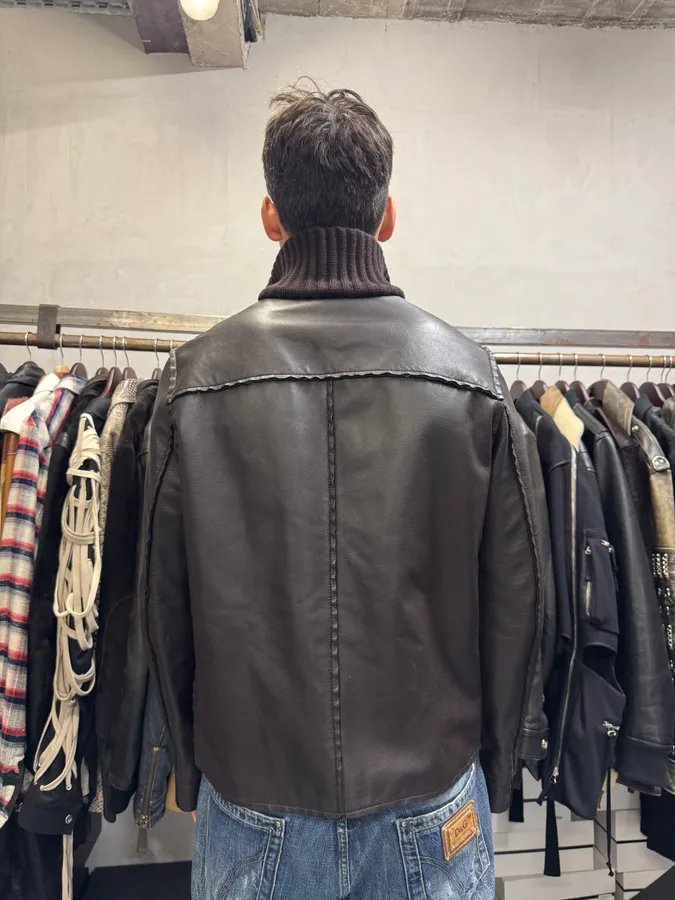 2000s Dolce & Gabbana Brown Leather Jacket - Image 4