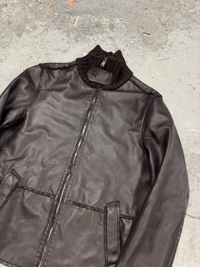 2000s Dolce & Gabbana Brown Leather Jacket - Image 6