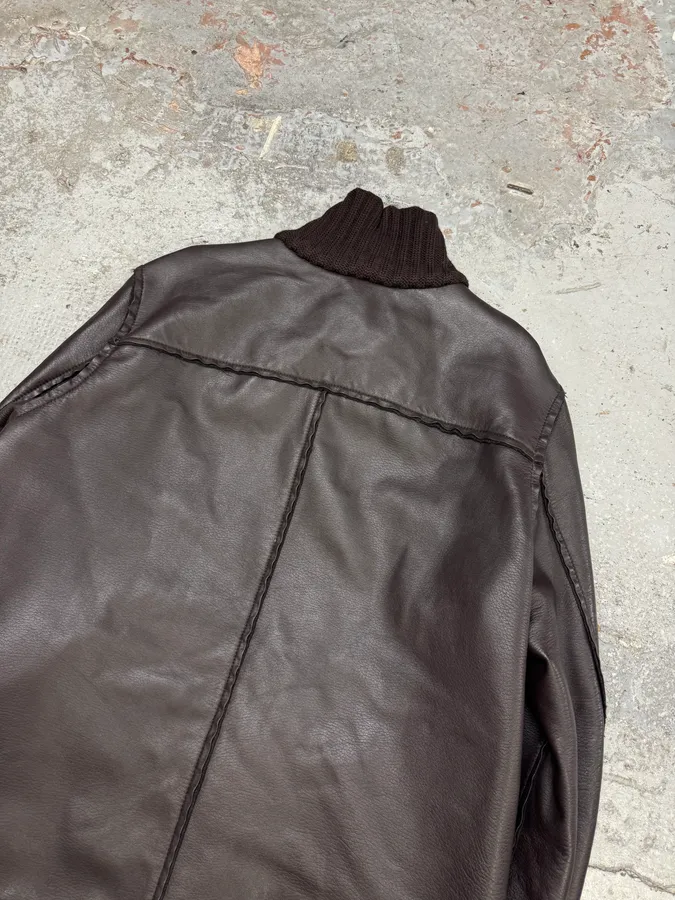 2000s Dolce & Gabbana Brown Leather Jacket - Image 7