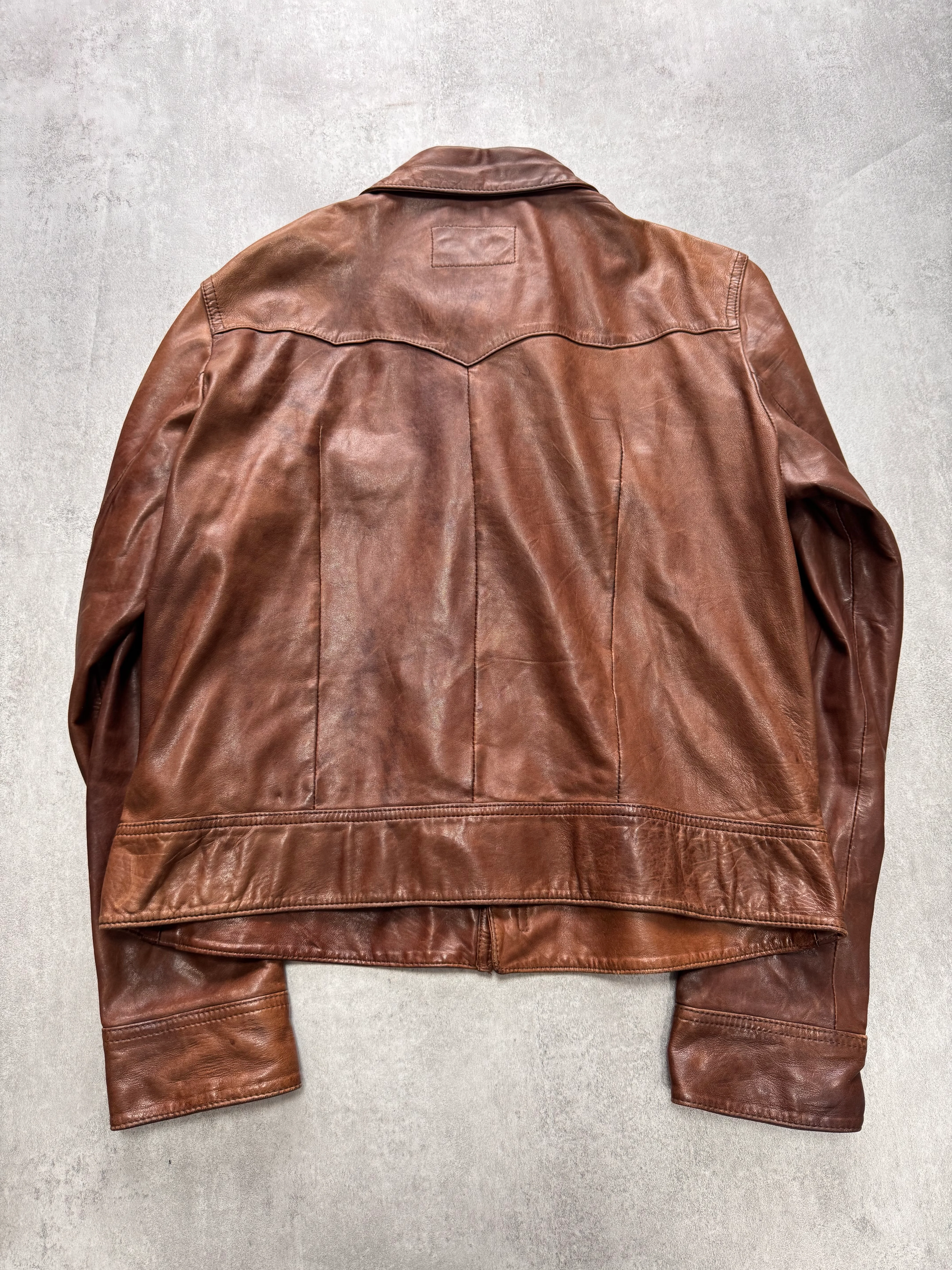 2000s Dolce & Gabbana Brown Leather Jacket - Image 3