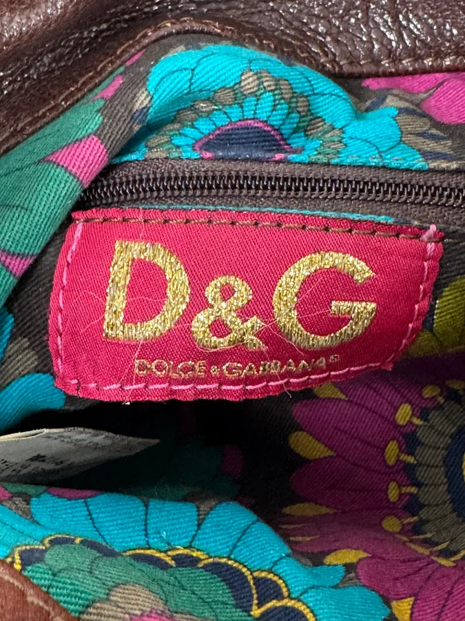 2000s Dolce & Gabbana Brown Leather Leopard Handle Bag - Image 13